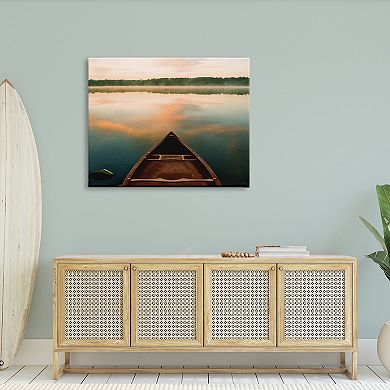 Stupell Home Decor Canoe On Lake Warm Sunrise Water Reflection Wall Art