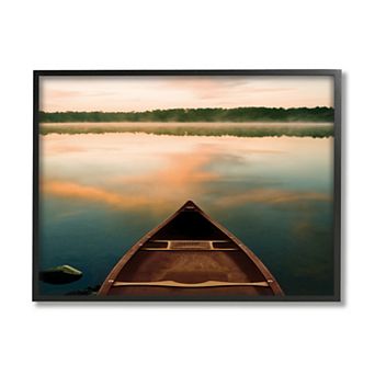Stupell Home Decor Canoe On Lake Warm Sunrise Water Reflection Wall Art