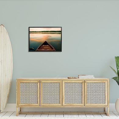 Stupell Home Decor Canoe On Lake Warm Sunrise Water Reflection Wall Art
