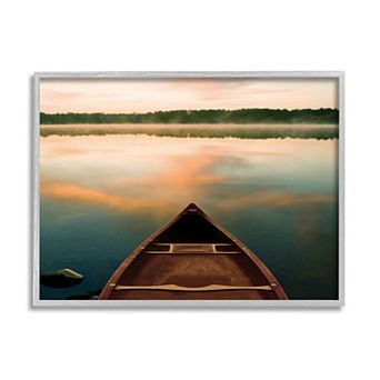 Stupell Home Decor Canoe On Lake Warm Sunrise Water Reflection Wall Art