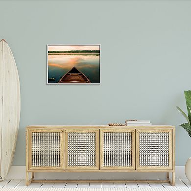 Stupell Home Decor Canoe On Lake Warm Sunrise Water Reflection Wall Art