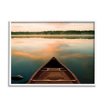 Stupell Home Decor Canoe On Lake Warm Sunrise Water Reflection Wall Art