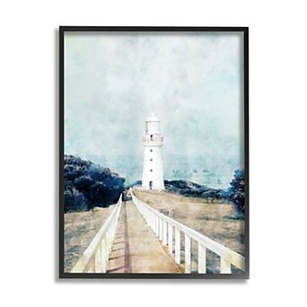 Stupell Home Decor Lighthouse Coastal Landscape Framed Wall Art