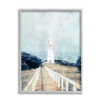 Stupell Home Decor Lighthouse Coastal Landscape Framed Wall Art