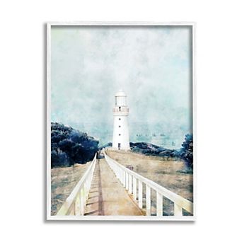 Stupell Home Decor Lighthouse Coastal Landscape Framed Wall Art