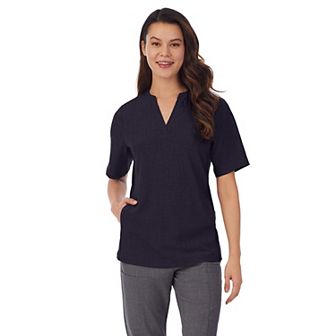 Women's Cuddl Duds® Scrubs 4-Pocket Split Neck Top