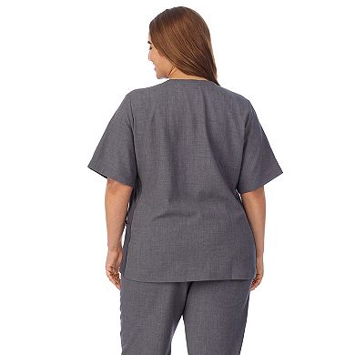 Plus Size Cuddl Duds® Scrubs 4-Pocket Split Neck Top