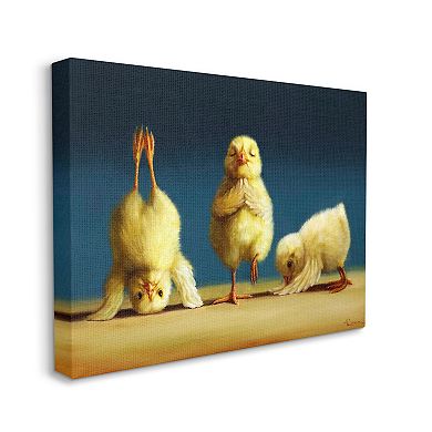 Stupell Home Decor Yoga Chicks Funny Stretching Poses Farm Animal Painting