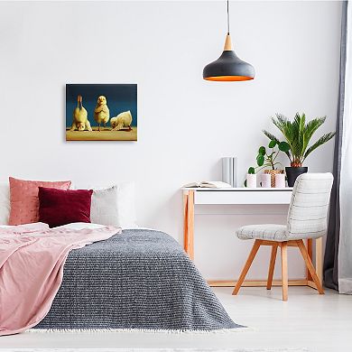 Stupell Home Decor Yoga Chicks Funny Stretching Poses Farm Animal Painting