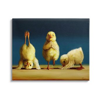 Stupell Home Decor Yoga Chicks Funny Stretching Poses Farm Animal Painting