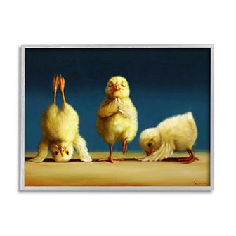Stupell Home Decor Yoga Chicks Funny Stretching Poses Farm Animal Painting