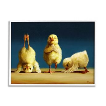 Stupell Home Decor Yoga Chicks Funny Stretching Poses Farm Animal Painting