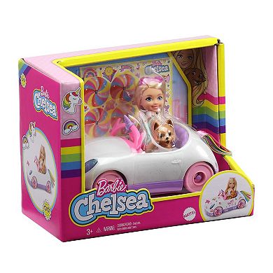 Barbie® Club Chelsea 6-inch Blonde Doll with Open-Top Unicorn Car & Sticker Sheet