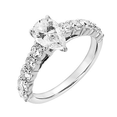 Love Always Sterling Silver 2 Carat T.G.W. Lab-Created Moissanite Engagement Ring