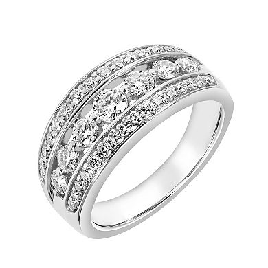 Love Always Sterling Silver 1 Carat T.W. Lab-Created Moissanite Multi-Row Anniversary & Wedding Ring