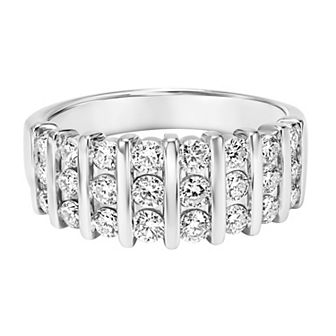 Love Always Sterling Silver 1 Carat T.W. Lab-Created Moissanite Vertical Row Anniversary & Wedding Ring