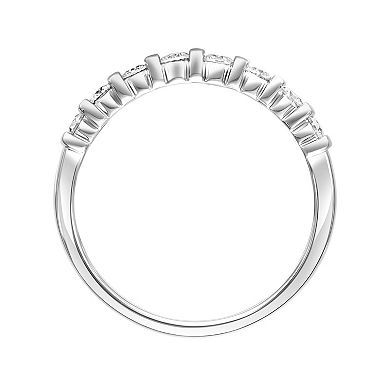Love Always Sterling Silver 1 Carat T.W. Lab-Created Moissanite Vertical Row Anniversary & Wedding Ring