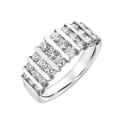 Love Always Sterling Silver 1 Carat T.W. Lab-Created Moissanite Vertical Row Anniversary & Wedding Ring