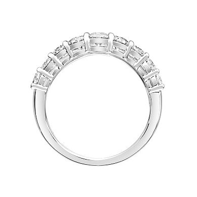 Love Always Sterling Silver 2 Carat T.W. Lab-Created Moissanite Double Row Chevron Anniversary & Wedding Ring
