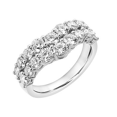 Love Always Sterling Silver 2 Carat T.W. Lab-Created Moissanite Double Row Chevron Anniversary & Wedding Ring
