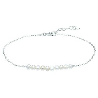 Aleure Precioso Sterling Silver Freshwater Cultured Pearl Beaded Anklet
