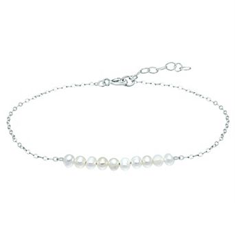 Aleure Precioso Sterling Silver Freshwater Cultured Pearl Beaded Anklet