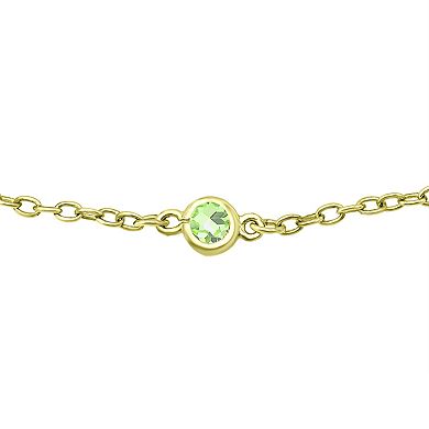 Aleure Precioso 18k Gold Over Sterling Silver Multi Color Cubic Zirconia Station Anklet