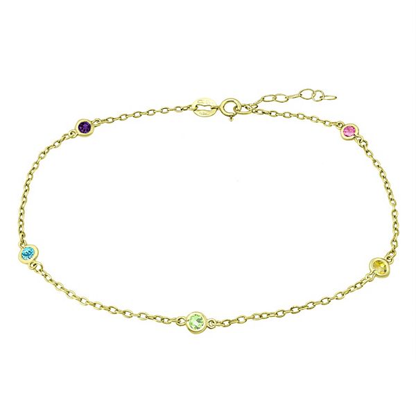 Aleure Precioso 18k Gold Over Sterling Silver Multi Color Cubic ...