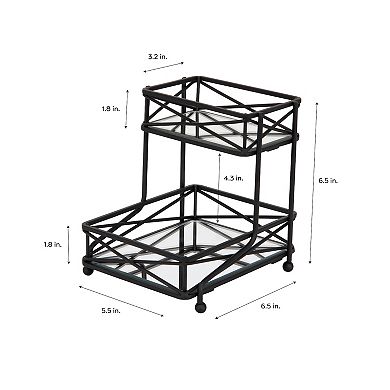 Home Details 2 Tier Sleek Vanity Tower in Matte Black