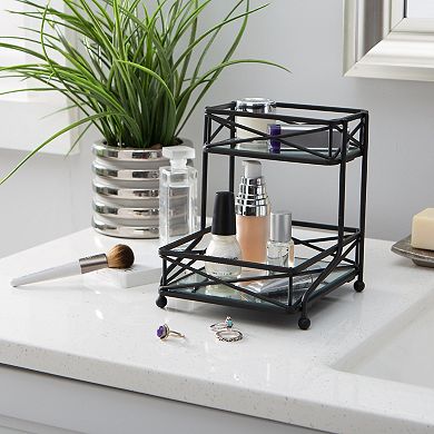 Home Details 2 Tier Sleek Vanity Tower in Matte Black