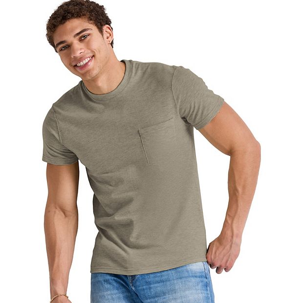 Hanes Originals Men's Tri-Blend Pocket T-Shirt Oregano Heather M