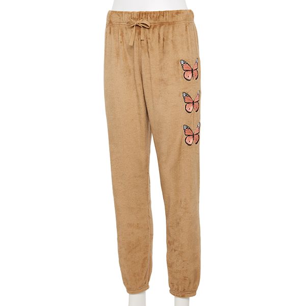 Juniors' Butterfly Line Fuzzy Joggers