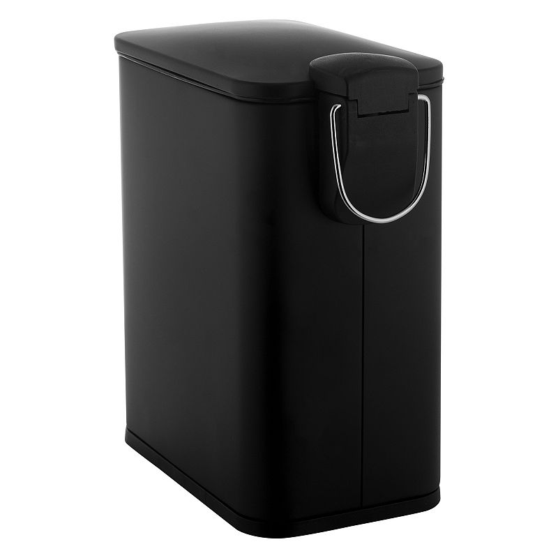 Simplify Slim Rectangular 5 Liter Pedal Trash Bin with Soft Close Lid, Blac