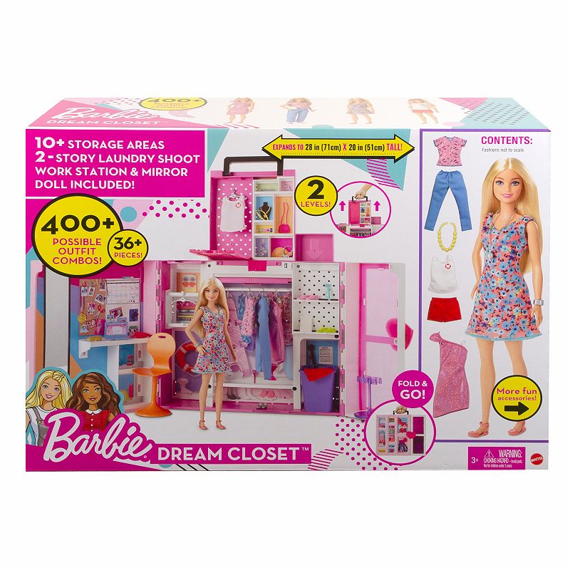 Barbie Dream Closet, Blonde Doll and Accessories, Multicolor