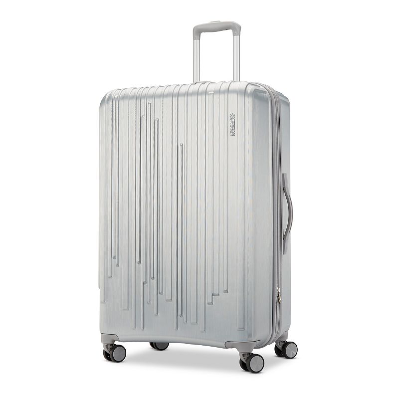 American Tourister Burst Max Quatro Hardside Spinner Luggage, Silver, 20 Ca