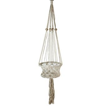 Lattice White Macrame Hanging Planter Sling Wall Decor