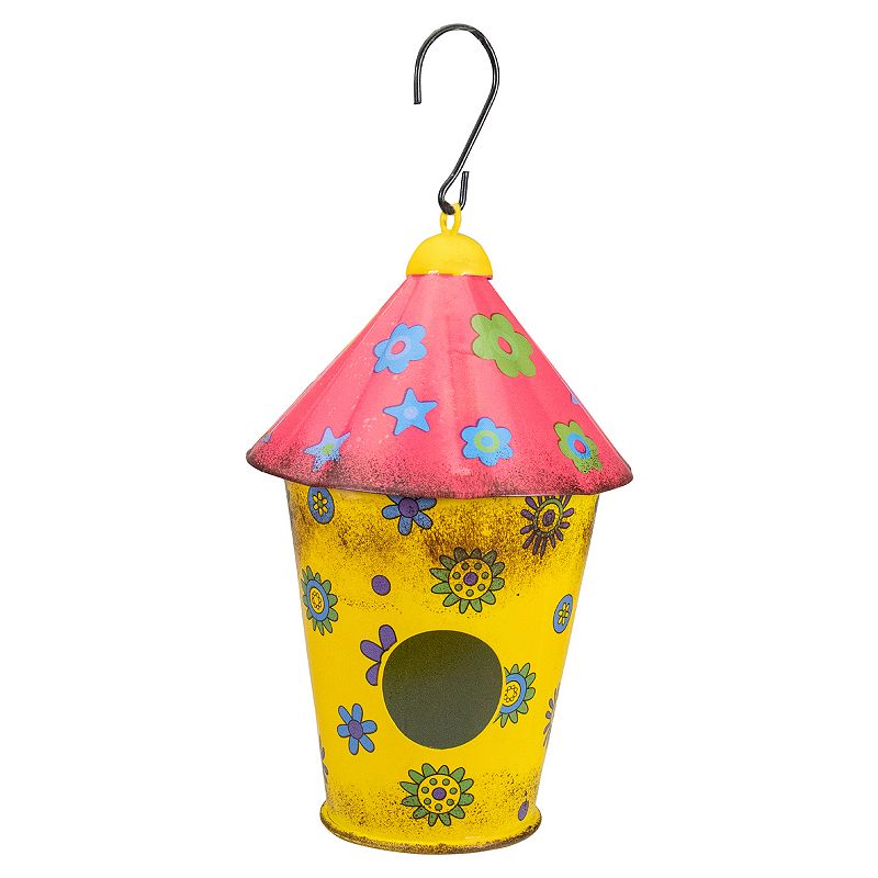 Floral Hanging Birdhouse Wall Decor, Yellow