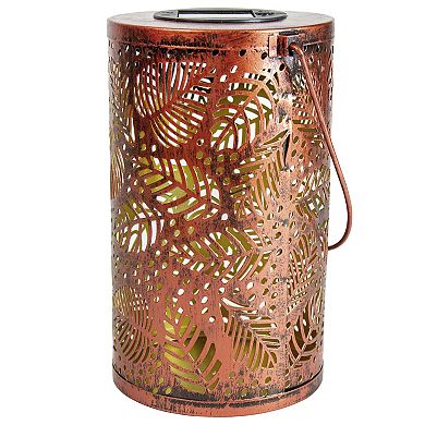 Bronze Finish Foliage Outdoor Solar Lantern Table Decor