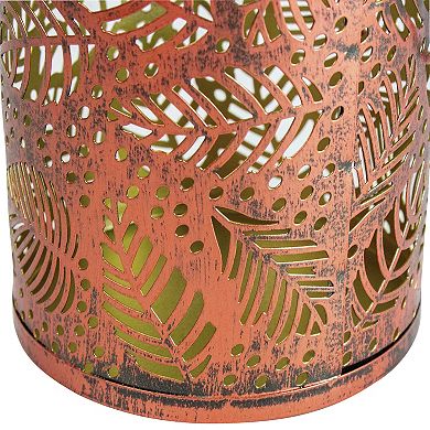 Bronze Finish Foliage Outdoor Solar Lantern Table Decor