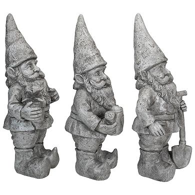 Gardening Outdoor Garden Gnome Statue Floor Decor 3-piece Set