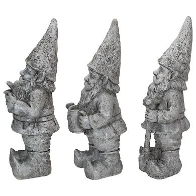 Gardening Outdoor Garden Gnome Statue Floor Decor 3-piece Set