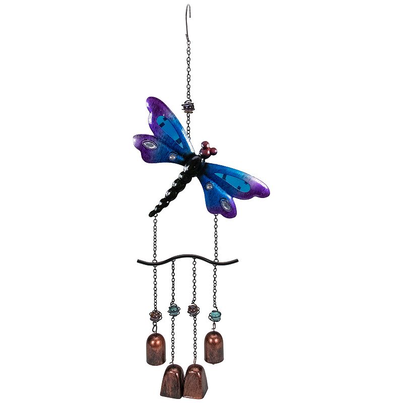 Colorful Dragonfly Outdoor Garden Windchime Wall Decor, Purple