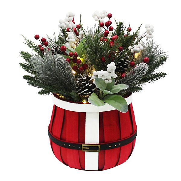 St. Nicholas Square® Santa Basket Artificial Branches Berries Table Decor