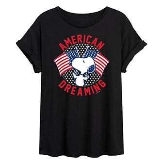 Juniors' Peanuts "American Dreaming" Oversized Tee