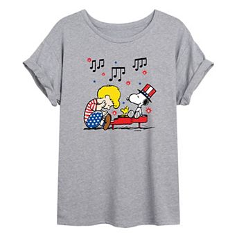 Juniors' Peanuts Schroeder USA Oversized Tee