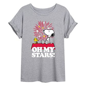 Juniors' Peanuts "Oh My Stars" Oversized Graphic Tee