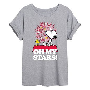 Juniors' Peanuts "Oh My Stars" Oversized Graphic Tee