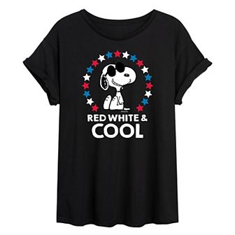 Juniors' Peanuts Snoopy Cool Oversized Tee