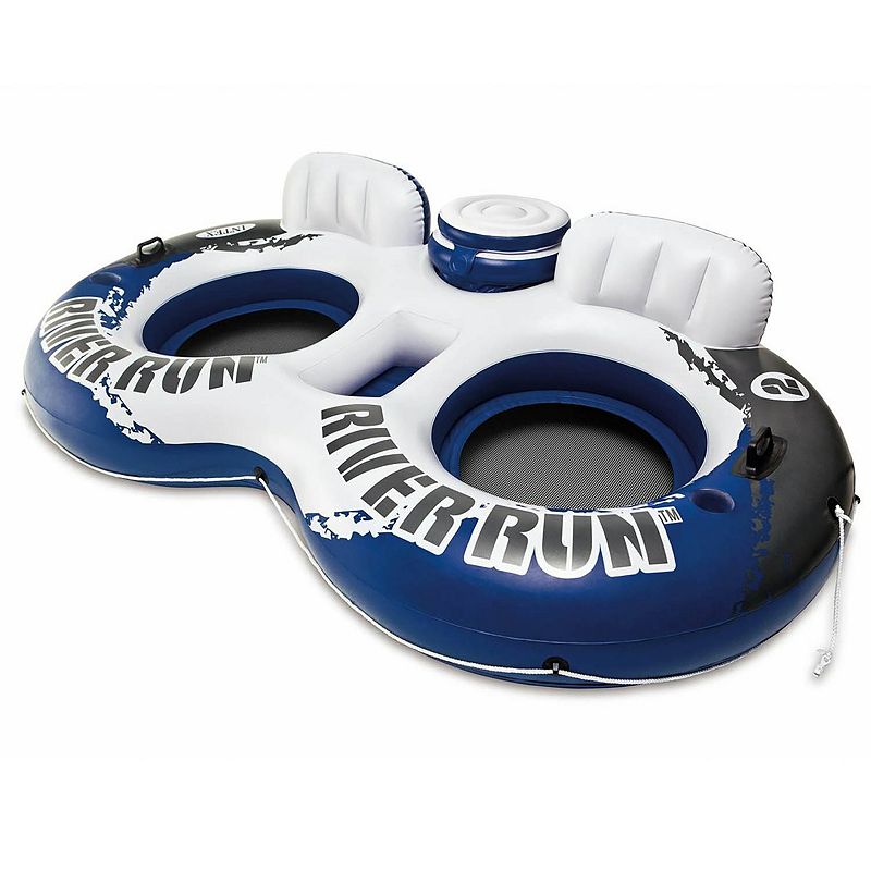 Inflatable River Run II Double Seater Lounge Pool Float in Blue & White  Adult