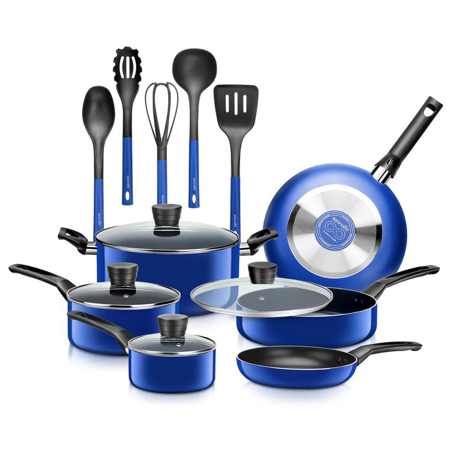 Kenmore Elite Andover Nonstick Aluminum Glacier Blue Cookware Set (10-Piece)